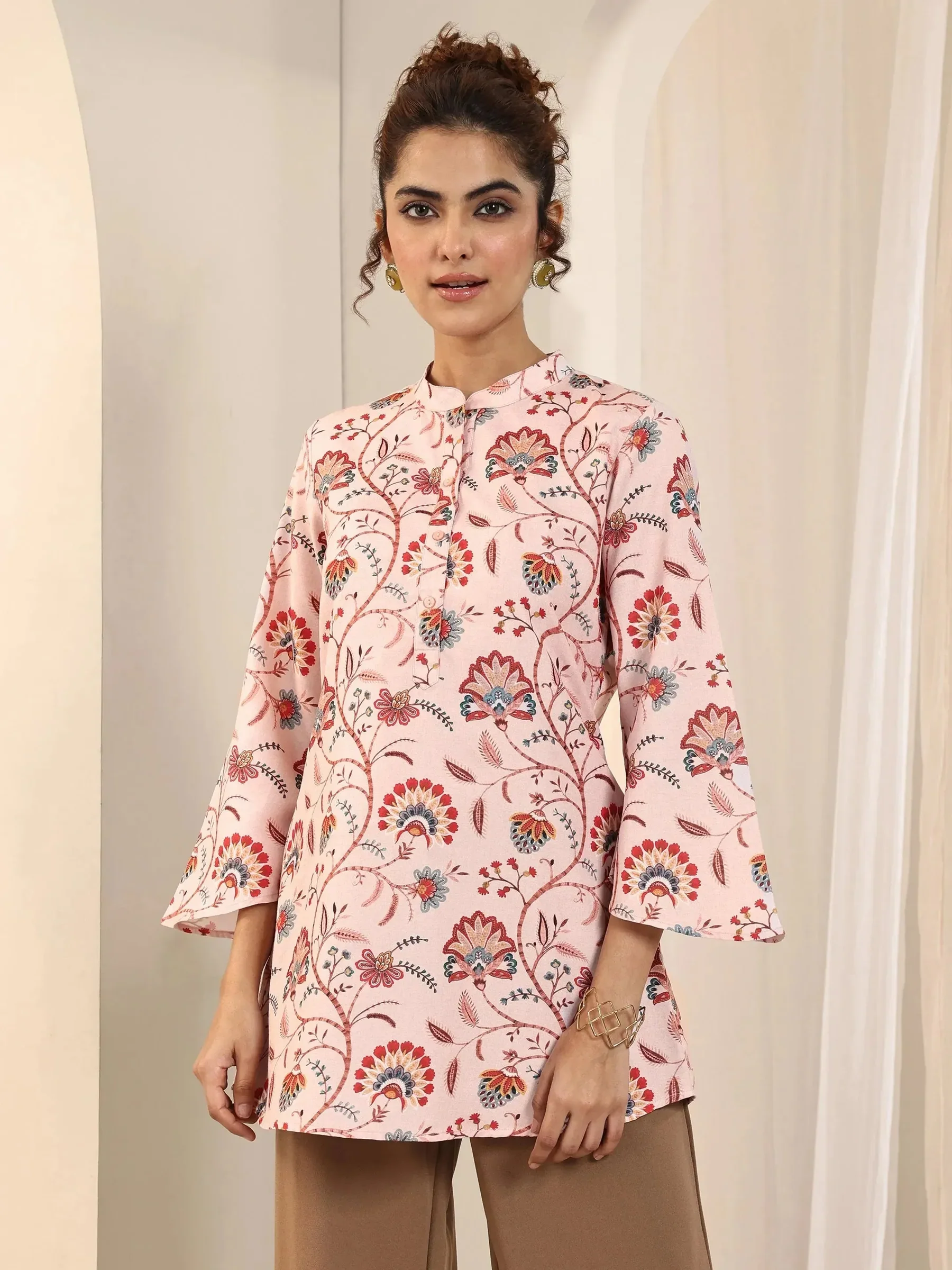 Peack Floral Printed Short Kurti